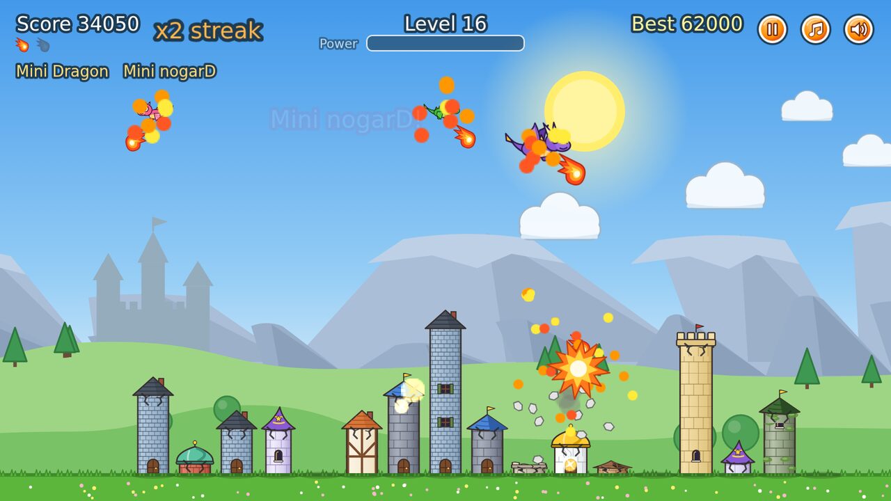 Firewing: two helper dragons breathing fire alongside the player